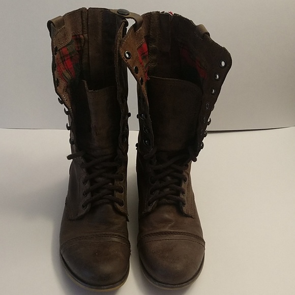 Steve Madden distressed fold over combat boots - Picture 1 of 8